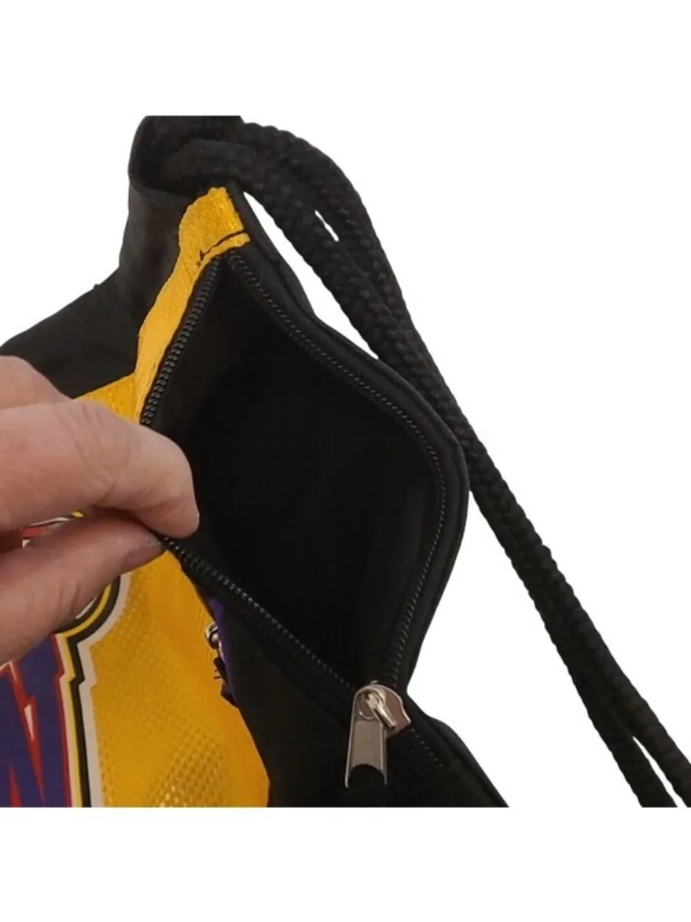 Harlem Wizards Basketball String Bag Travel Bag Bookbag Black Yellow Purple OS